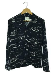 CRIMIE◆SKULL ALOHA LONG SLEEVE RAYON SHIRT/S/レーヨン/BLK/CR1-02B5-SL01