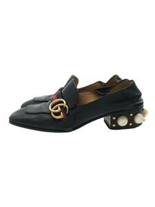 GUCCI◆Leather mid-heel loafer/GGマーモント/パンプス/37/BLK/レザー/423559