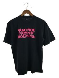 STUSSY◆PRACTICE PROPER BOMBING/Tシャツ/M/コットン/BLK