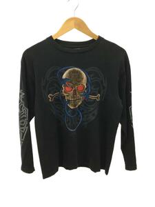 長袖Tシャツ/M/コットン/BLK/総柄/90s/skull