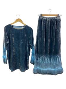 maturely◆Velvet Opal Longsleeve/Maxi Slirt/セットアップ/ベロア/BLU/総柄