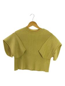 AKIRA NAKA* panel sleeve knitted pull over / short sleeves blouse /1/ polyester / yellow /as2258-oc