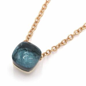  Pomellato nude necklace small K18PG K18WG blue topaz new goods finish settled pink gold pendant jewelry used free shipping 