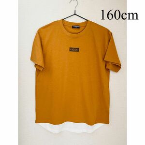 未使用 半袖Tシャツ 重ね着風 160cm マスタード