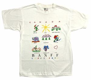 90s Fruit Of The Loom プリントTシャツ M / vetera 半袖 スーベニアTシャツ　フルーツオブザルーム カナダ　バンフ　イラストt ビンテージ