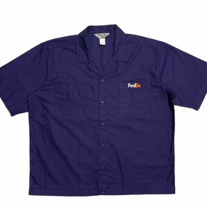 90s～00s FedEx Work Shirt / vetera ワークシャツ　半袖シャツ ボタンシャツ フェデックス　企業ロゴ　企業系古着 アメリカ古着　fedex