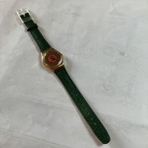  рабочее состояние подтверждено Swatch женский таблица кузов - металлический золотой цвет D15 кожа частота новый товар не использовался прекрасный товар WATER RESISTANT Швейцария производства 