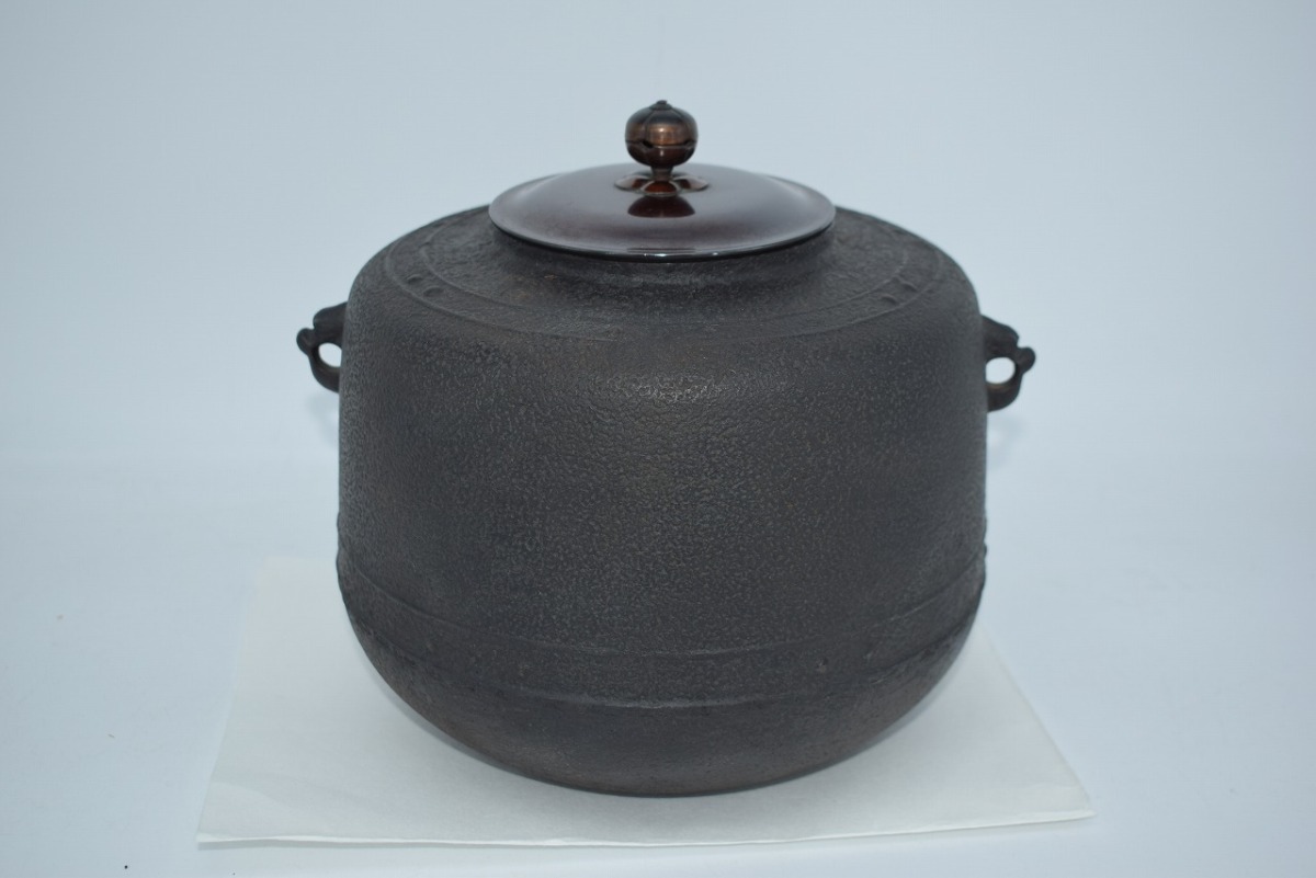 C0180 京釜師 佐々木彦兵衛 作 利休好 万代屋釜 時代物 ☆ 茶道具 茶器