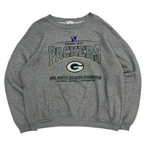 【XL】USA 古着 NFL Packers パッカーズ チーム プリント トレーナー スウェット クルーネック グレー