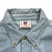 【XL】USA 古着 NFL パッカーズ PACKERS ワンポイント 刺繍 チーム ワンポイント 長袖 デニムシャツ_画像3