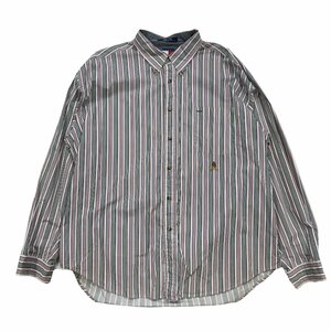 【XL】USA 古着 90s TOMMYHILFIGER トミーヒルフィガー 90年代 フラッグ ボタンダウン ロングスリーブ 長袖 ストライプシャツ