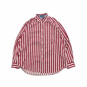 【L】古着 TOMMY HILFIGER トミーヒルフィガー ストライプ 長袖シャツ