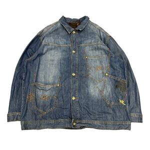 【XXXL】古着 ROCAWEAR ロカウェア 刺繍デニムジャケット DESIGN DENIM JACKET 3XL