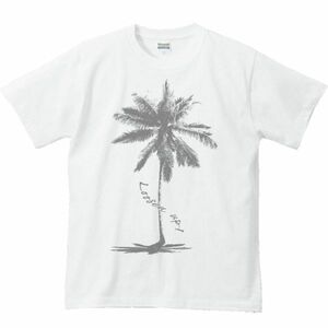 椰子の木（ヤシの木）/半袖Ｔシャツ/メンズL/白・新品・メール便 送料無料