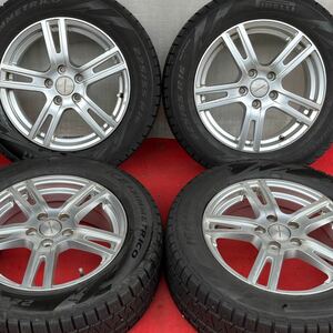 バリ溝。60%溝有。阿部商会 Euro Premium 16インチ×6.5J+52 PCD108 5穴 ★ PIRELLI 225/55R16スタッドレス4本。ボルボC30 V40 S40 V50 V60