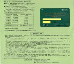 F.大和 DAIWA 株主優待カード 10％割引(限度額60万円) 男性名義 1枚 2024/5/31期限 即決あり