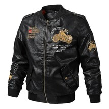 裏起毛 ライダース レザージャケット バイクジャケット フライトジャケット 革ジャン メンズ 野球服 防風 防寒【M~5XL】選択ブラック_画像1