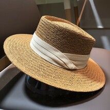 上質　 夏物 着回し　カジュアル 麦わら帽子 ストローハット　紫外線対策　サンキャップ 日よけ帽子　男女兼用_画像4