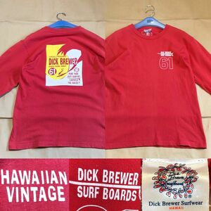 Dick Brewer ロンT S-M程度 赤 長袖 Tシャツ サーフィン