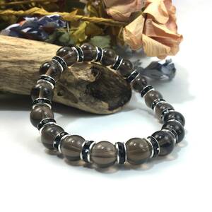  smoky quartz Power Stone bracele natural stone breath 10mm men's * lady's ( long Dell : black ).. beads breath 