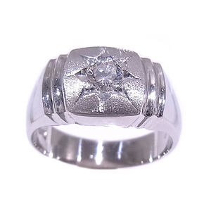 Pt900 платина кольцо печатка No-brand кольцо diamond 0.26ct [ б/у ][ степень A][ прекрасный товар ]