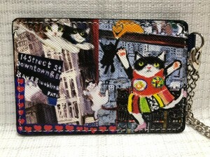 ☆新品☆マンハッタナーズ/定期入れパスケース、カード入れ/飛んでる猫