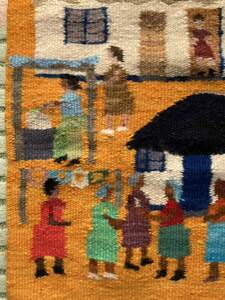 【ハンドクラフト】ボツワナ製 村の機織り工房を紡いだタペストリー アフリカ 布 雑貨 手工芸品