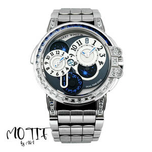 [ worldwide limitation 2 ps original diamond ]HARRY WINSTON Harry Winston Ocean dual time white gold men's wristwatch 