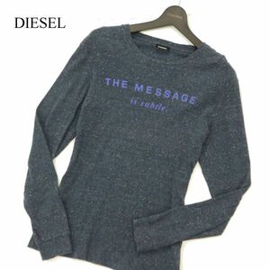 DIESEL ディーゼル 通年 【THE MESSAGE is subtle】 プリント★ ストレッチ 長袖 カットソー ロンTシャツ Sz.S　メンズ 紺　C3T07488_8#F