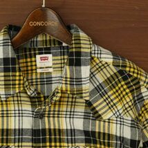 Levi's リーバイス 秋冬 ロゴタグ★ 長袖 ウエスタン チェック ネル シャツ Sz.L　メンズ 黄色 × 黒 × 白　C3T07532_8#B_画像2