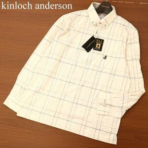 新品★ 未使用 Kinloch Anderson キンロックアンダーソン ロゴ刺繍★ 長袖 ボタンダウン チェック ポロシャツ Sz.L　メンズ　C3T07596_9#C