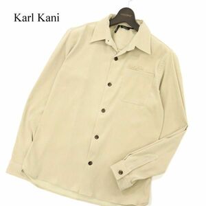 Karl Kani カールカナイ 秋冬 ロゴ刺繍★ 長袖 シャツ Sz.L　メンズ ベージュ 日本製　C3T07655_9#B