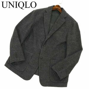 UNIQLO ユニクロ 秋冬 ウールブレンド★ ニット テーラード ジャケット Sz.XL　メンズ グレー 大きいサイズ　C3T07721_9#N