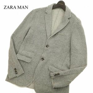 ZARA MAN ザラ マン 秋冬 ウール★ ニット カットオフ ニット テーラード ジャケット Sz.L　メンズ グレー　C3T07704_9#N