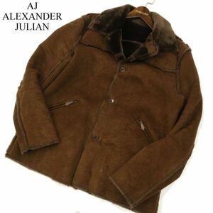 AJ ALEXANDER JULIAN アレキサンダージュリアン 秋冬 裏ボア★ 【フェイク ムートン】 ジャケットSz.L　メンズ 茶色　C3T08097_9#N