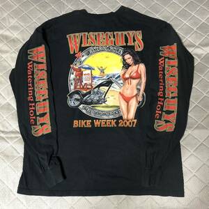 WISEGUYS BIKE WEEK 2007 長袖 Tシャツ ブラック XLサイズ WATERING HOLE Harley-Davidson ハーレー ミーティング meeting ロンT