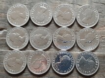 12枚セット イギリス 1953年~1966年 シリング 英国コイン 美品です 本物 スコットランドライオンデザイン エリザベス女王 25mm_画像2