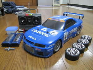 ドリフト グリップ 可能 すぐ遊べる全部セット 1/10 カルソニックスカイライン GT-R (R34) TAMIYA EP R/C CALSONIC タミヤ TL-01 4WD