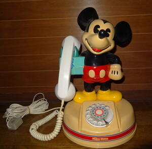 美品・ミッキーマウス アンティーク ダイヤル式電話機　レトロ ディスプレイ
