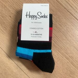 【新品未使用】Happy Socks ハッピーソックス 2足組 ドット&ボーダー 12-24M/12-14cm