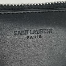 美品■SAINT LAURENT サンローラン チェーンウォレット 折り財布 ラウンドファスナー ブラック カーフレザー バイカーズウォレット 蛇腹_画像3