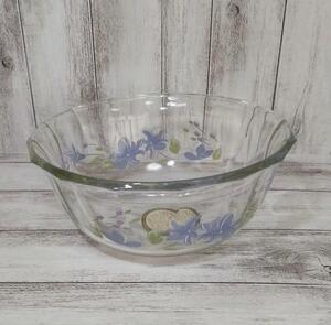  Pyrex heat-resisting bowl rock castle glass PYREX unused . floral print heat-resisting glass salad bowl 