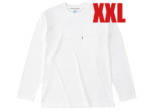 POCKET L/S T-shirt WHITE XXL/白2xl大きめサイズ長袖ポケットtシャツロンteeポケtee無地厚手生地ヘヴィーウェイトvansヴァンズバンズ90s