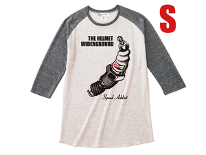 THE HELMET UNDERGROUND Raglan 3/4 Sleeves T-shirt OATMEAL × GRAY S/ラグラングヴェルベットアンダーグラウンド＆ニコmchalmomo design