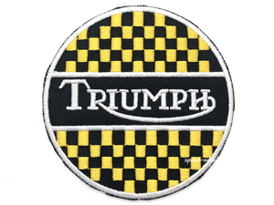 TRIUMPH CHECKER WAPPEN/ワッペントライアンフ6tサンダーバードtr5トロフィーtr6ボンネビルt140t100tr7デイトナスピードトリプル英車英国車