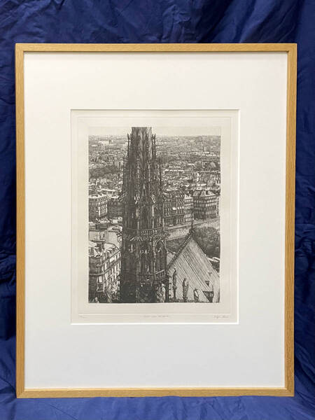 松屋銀座 「GINZA ART FESTA」展示作品【真作】久保卓治「Notre-Dame, The Spire」1997年 限定100部 作家直筆サイン ノートルダム大聖堂