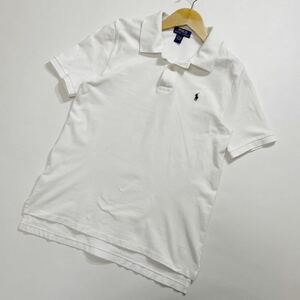 55 POLO RALPH LAUREN ポロ ラルフローレン 半袖 ポロシャツ ポニー刺繍 サイズL 春夏秋 無地 ホワイト 白 コットン メンズ 30919E