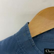 184 Christian Dior MONSIEUR クリスチャン ディオール レーヨン リネン スタンドカラー 半袖シャツ 80's 90's オールド サイズM 麻 30915L_画像8