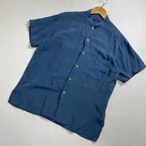 184 Christian Dior MONSIEUR クリスチャン ディオール レーヨン リネン スタンドカラー 半袖シャツ 80's 90's オールド サイズM 麻 30915L