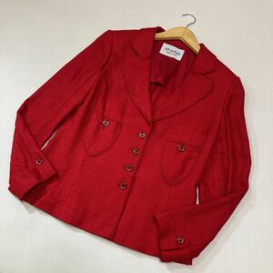 165 jun ashida ジュンアシダ レーヨン テーラードジャケット サイズ9 レッド　パーティー カジュアル ステージ衣装 赤 日本製 30930U.